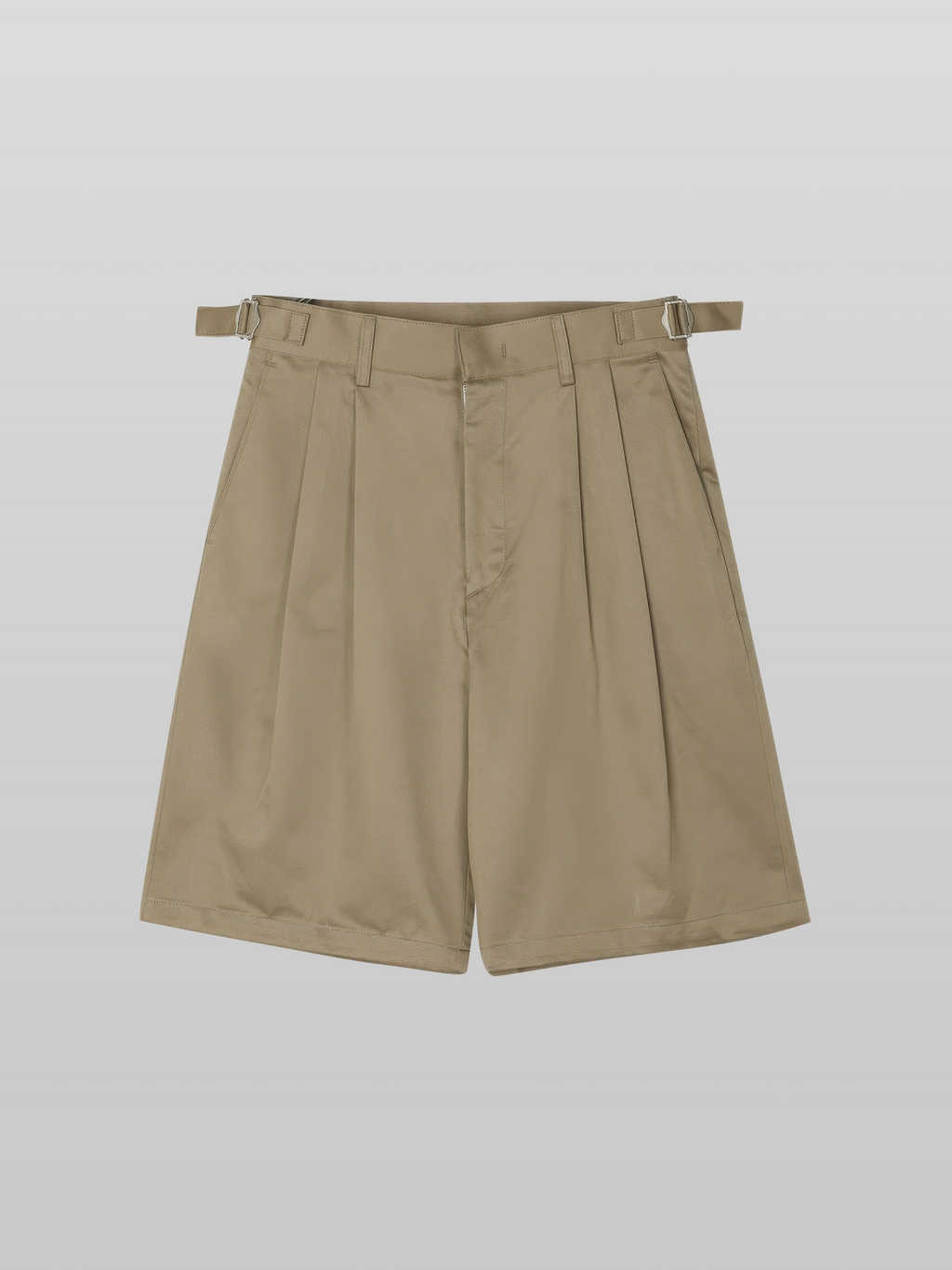Side-Buckle Pleated Shorts
