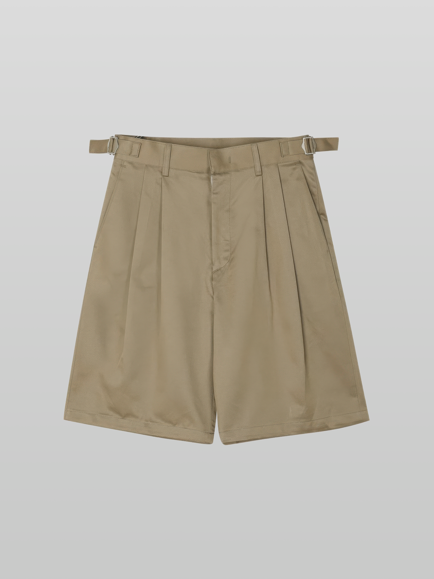 Side-Buckle Pleated Shorts