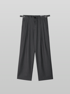 Striped Pleated Pants Charcoal front - cleanfit minimal - UNPROVEN