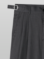 Striped Pleated Pants Charcoal front - cleanfit minimal - UNPROVEN