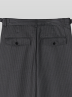 Striped Pleated Pants Charcoal front - cleanfit minimal - UNPROVEN