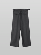 Striped Pleated Pants Charcoal front - cleanfit minimal - UNPROVEN