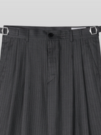 Striped Pleated Pants Charcoal front - cleanfit minimal - UNPROVEN