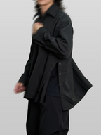 Side-Slit Shirt black – Front view | relaxed tailoring / semi-wide fit | UNPROVEN