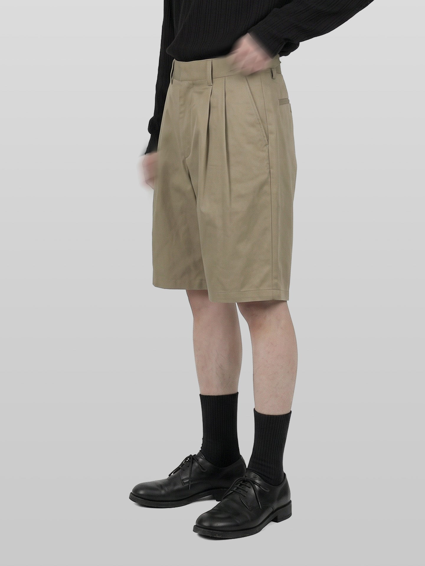 Side-Buckle Pleated Shorts