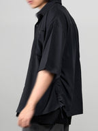Side Drawstring Shirt charcoal – Detail | relaxed tailoring / semi-wide fit | UNPROVEN