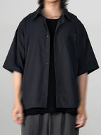 Drawstring Shirt Charcoal – Front view | clean essentials / minimalist | UNPROVEN