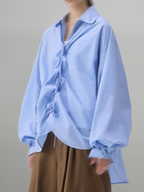 Volume Sleeve Shirt Light-Blue front - cleanfit minimal - UNPROVEN