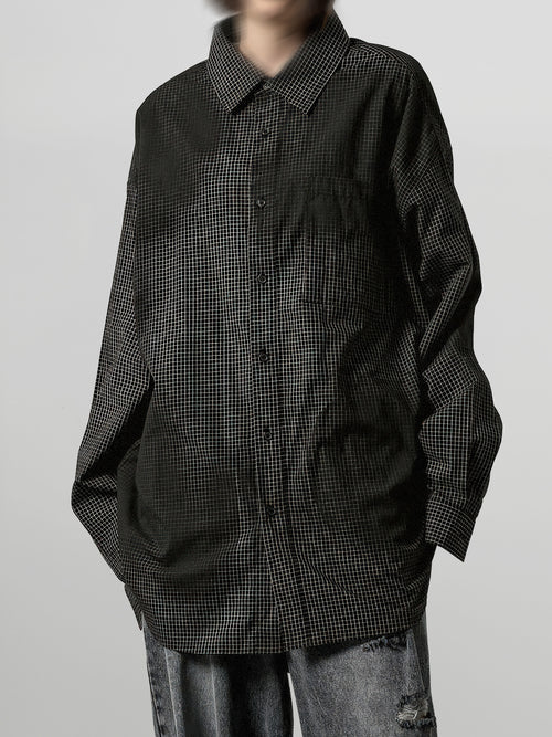 Spray-On Check Pattern Shirt black – Detail | relaxed tailoring / semi-wide fit | UNPROVEN