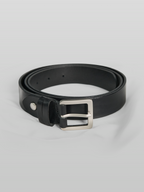 Buckle Leather Belt 30mm Black front - cleanfit minimal - UNPROVEN