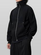 Collar Knit Jacket Black – Front view | clean essentials / minimalist | UNPROVEN