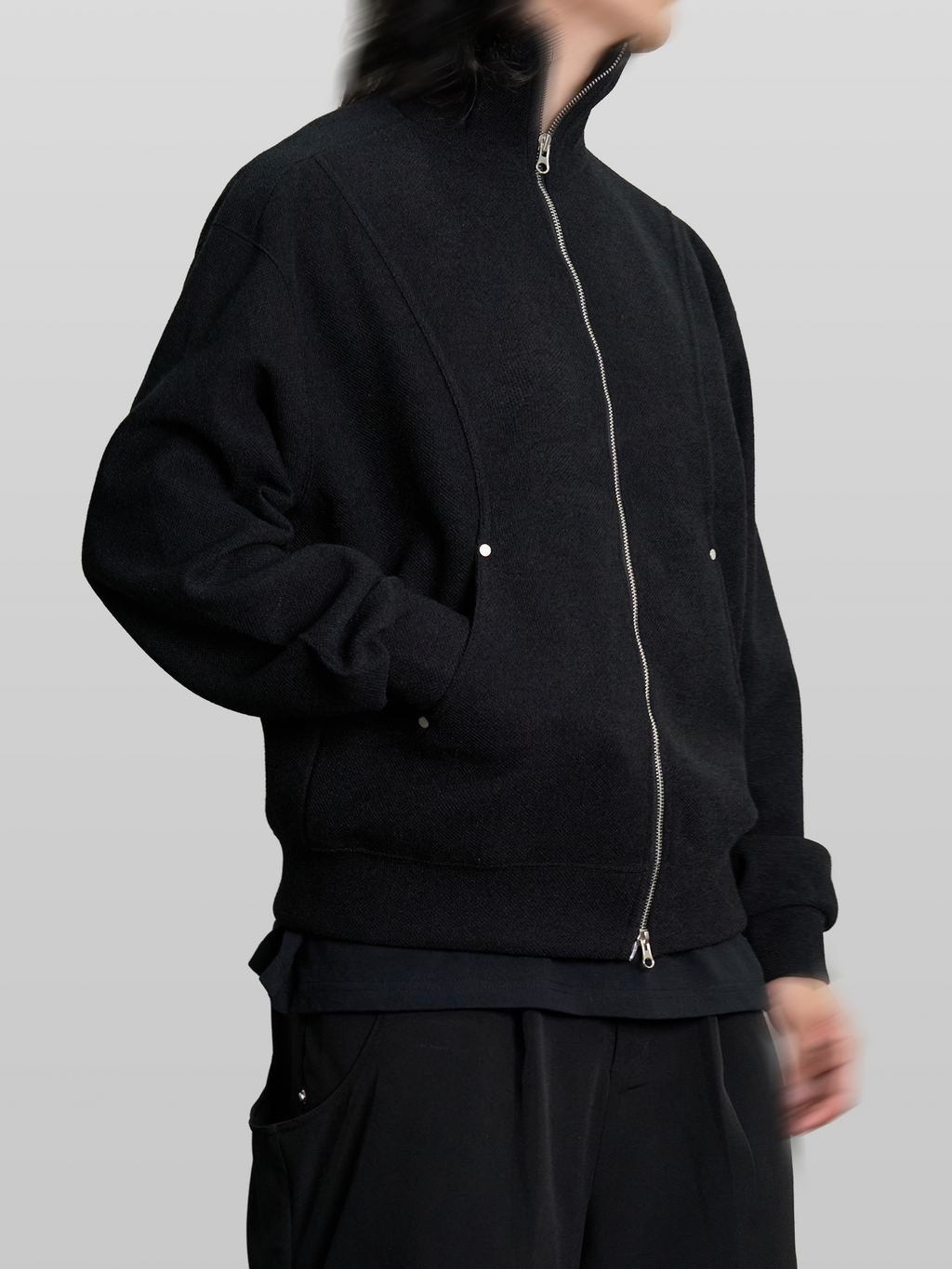 Stand Collar Knit Jacket