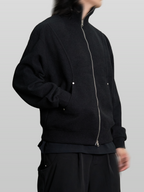 Collar Knit Jacket Black – Front view | clean essentials / minimalist | UNPROVEN