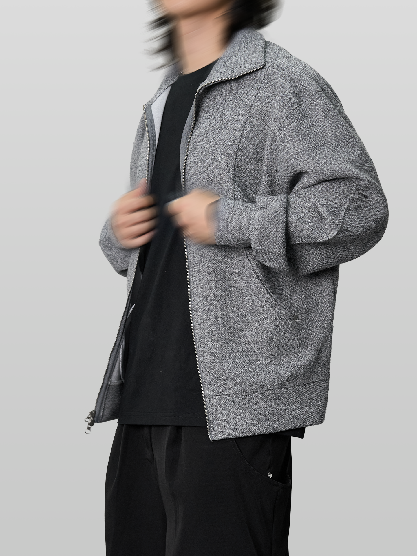 Stand Collar Knit Jacket