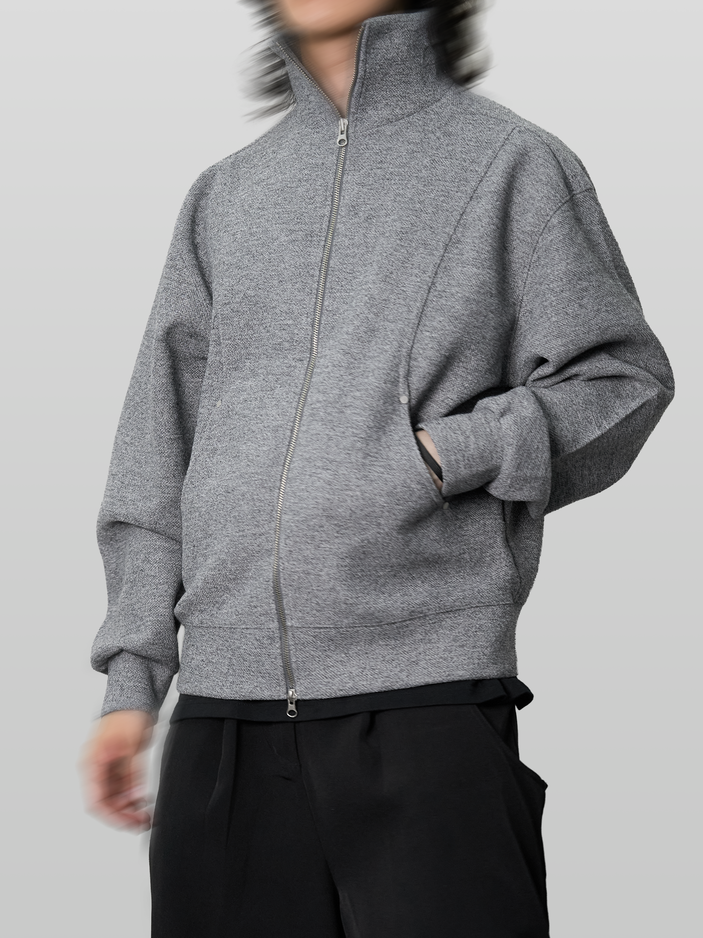 Stand Collar Knit Jacket