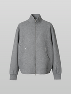 Collar Knit Jacket Gray-1 – Front view | clean essentials / minimalist | UNPROVEN