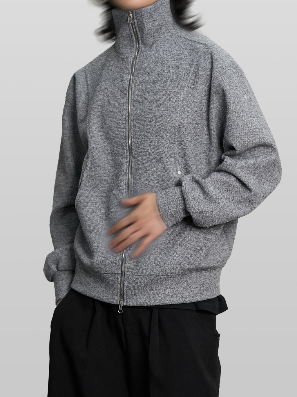 Stand Collar Knit Jacket