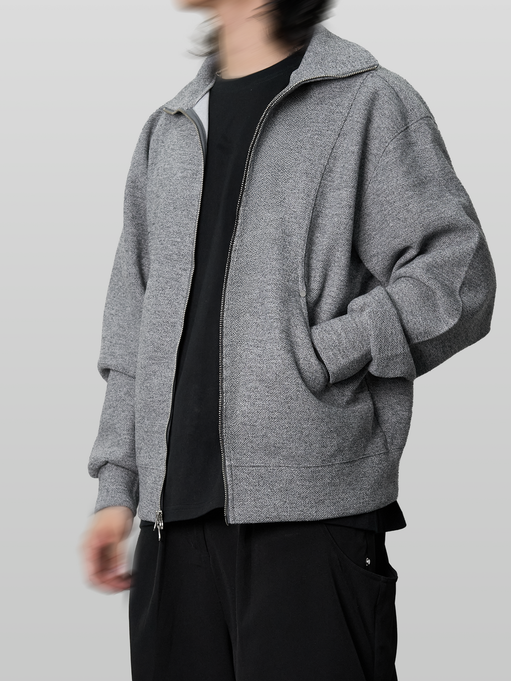 Stand Collar Knit Jacket