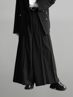 Pleated Striped Hakama Pants black – Detail | wide-leg / pleated / relaxed tailoring | UNPROVEN