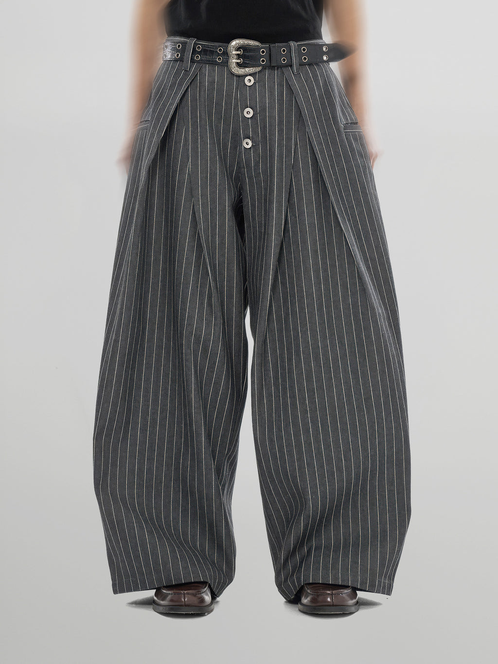 Striped Wide Denim Jeans