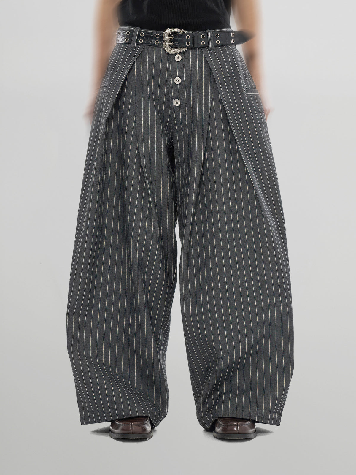 Striped Wide Denim Jeans