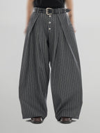 Striped Wide Denim Jeans gray-1 – Front view | wide-leg denim / relaxed denim | UNPROVEN