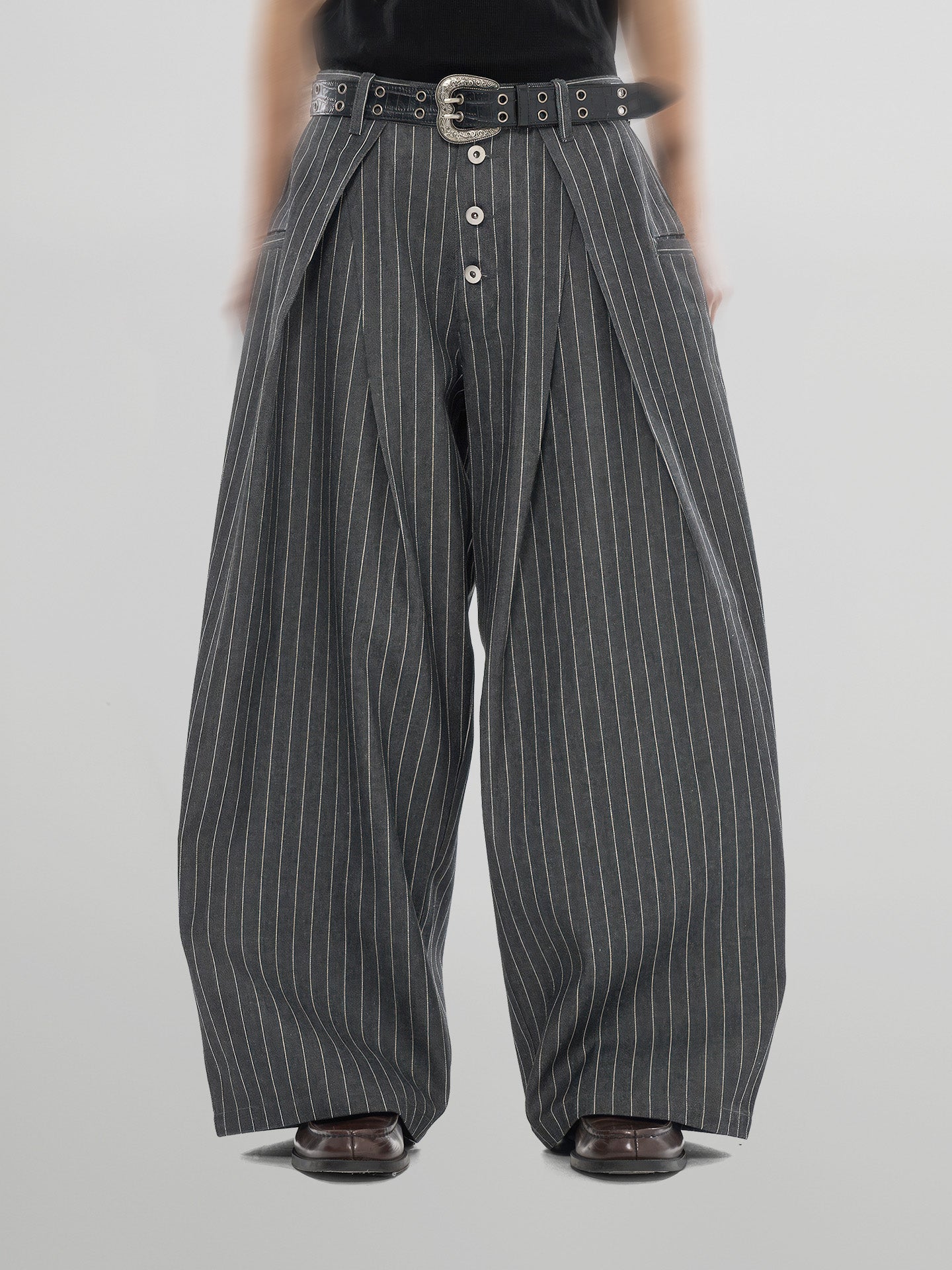 Striped Wide Denim Jeans