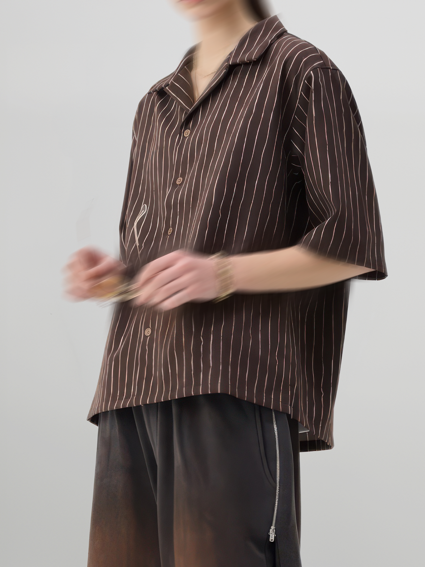 Striped Open Collar Shirt