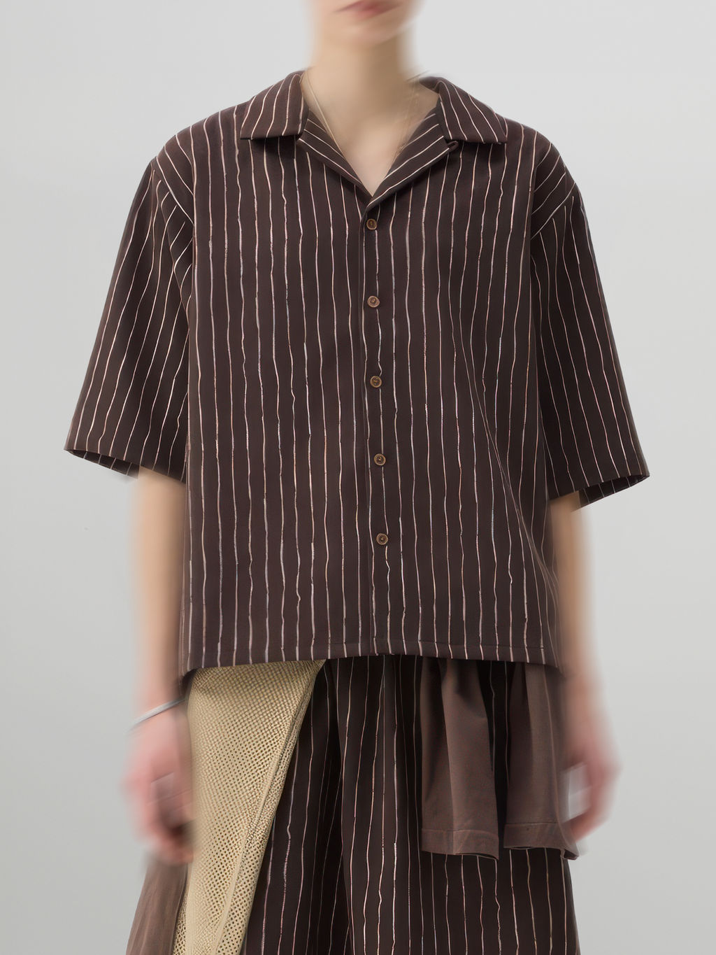 Striped Open Collar Shirt
