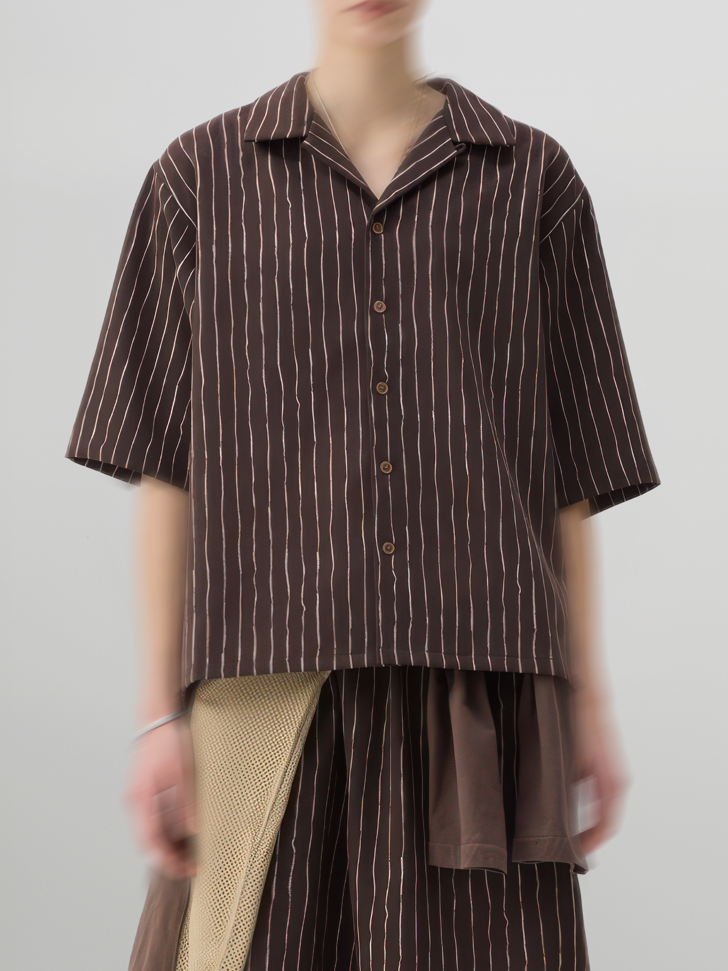 Striped Open Collar Shirt