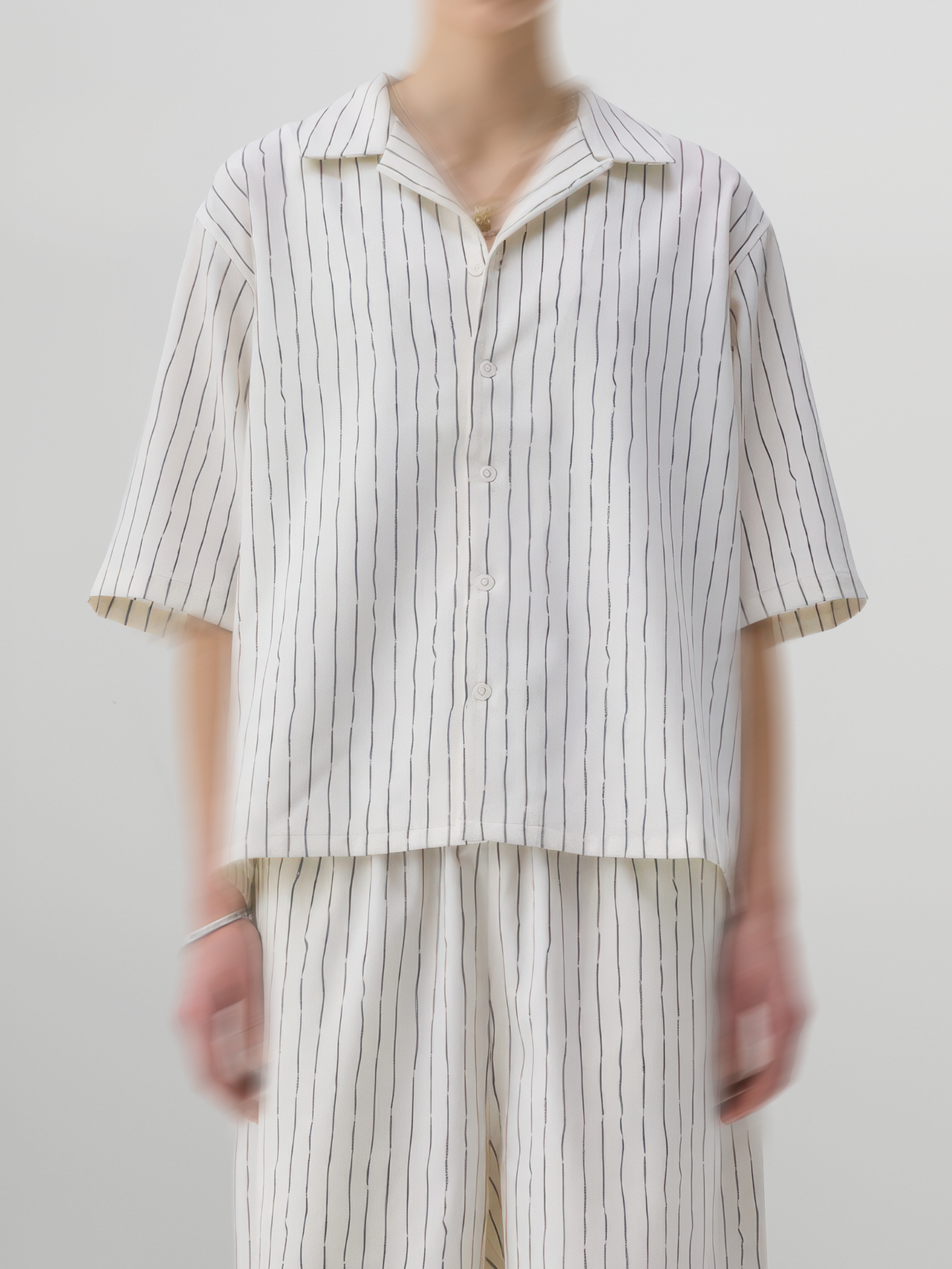Striped Open Collar Shirt