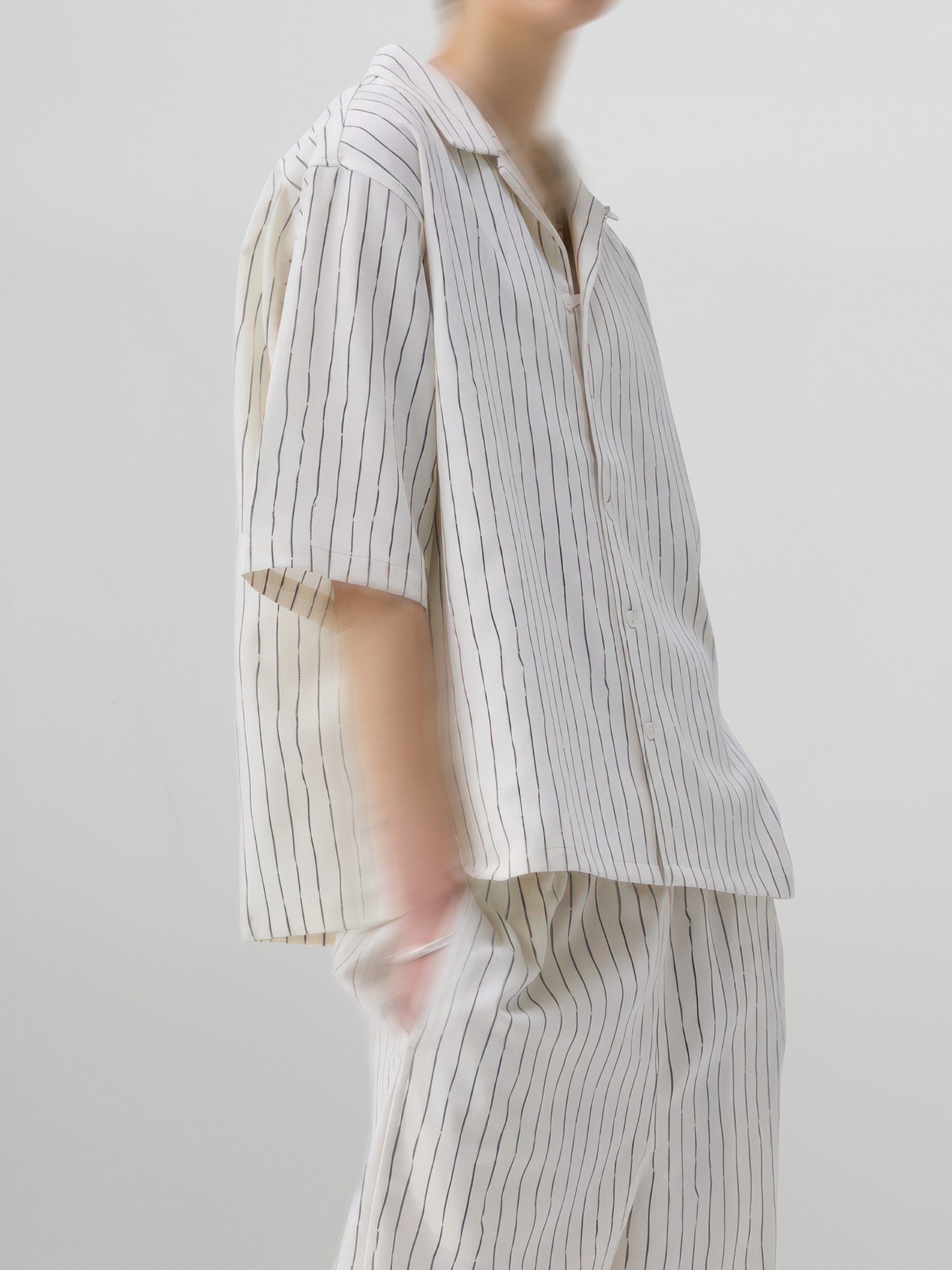 Striped Open Collar Shirt