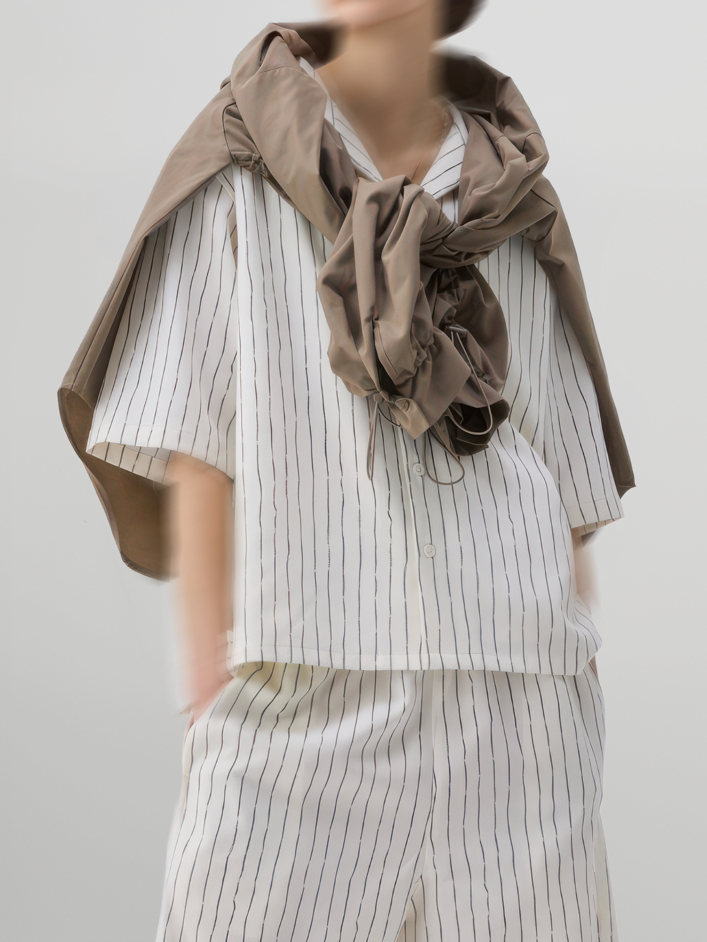 Striped Open Collar Shirt