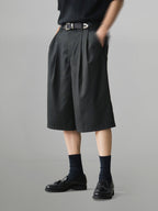 Striped Wide Shorts black – Front view | relaxed shorts / wide-leg shorts | UNPROVEN