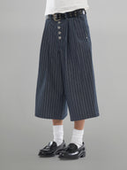 Wide Denim Shorts Navy front - cleanfit minimal - UNPROVEN