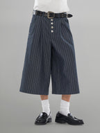 Wide Denim Shorts Navy front - cleanfit minimal - UNPROVEN