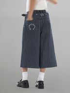 Wide Denim Shorts Navy front - cleanfit minimal - UNPROVEN