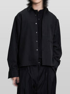 Striped Cropped Shirt black – Front view | relaxed tailoring / semi-wide fit | UNPROVEN