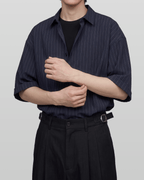 Loose-Fit Striped Shirt Black