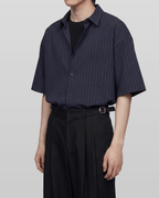 Loose-Fit Striped Shirt Navy