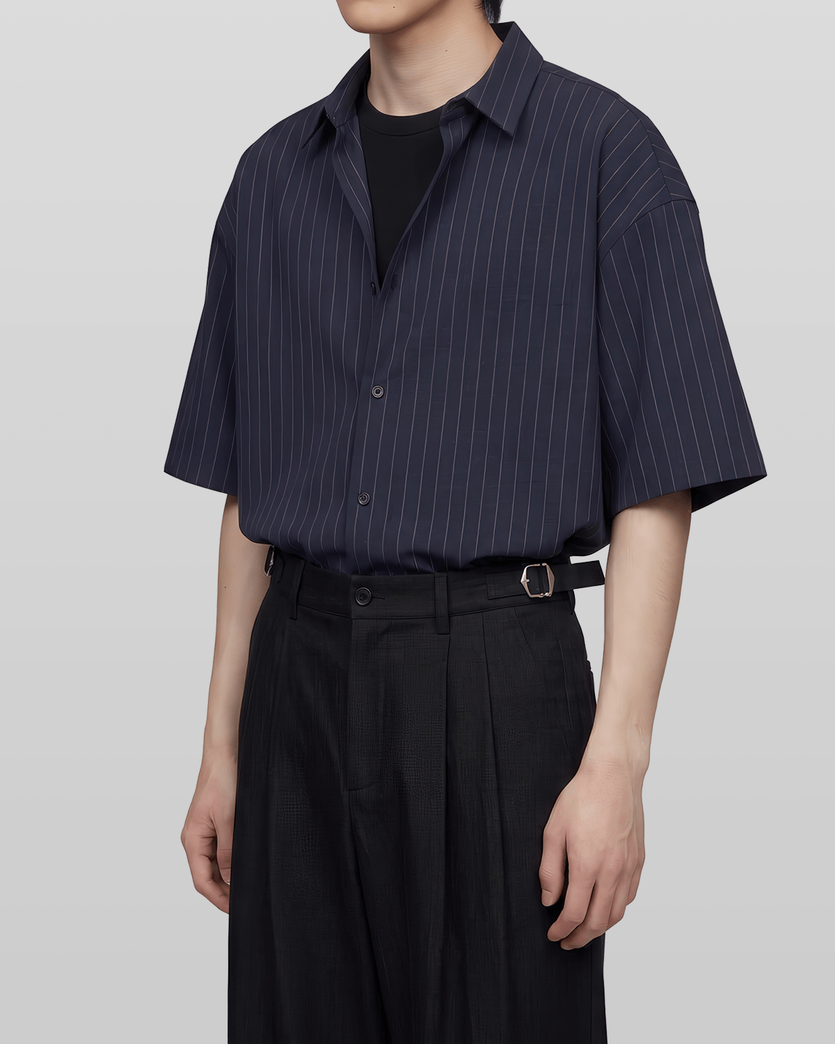 Loose-Fit Striped Shirt Navy