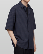 Loose-Fit Striped Shirt Navy