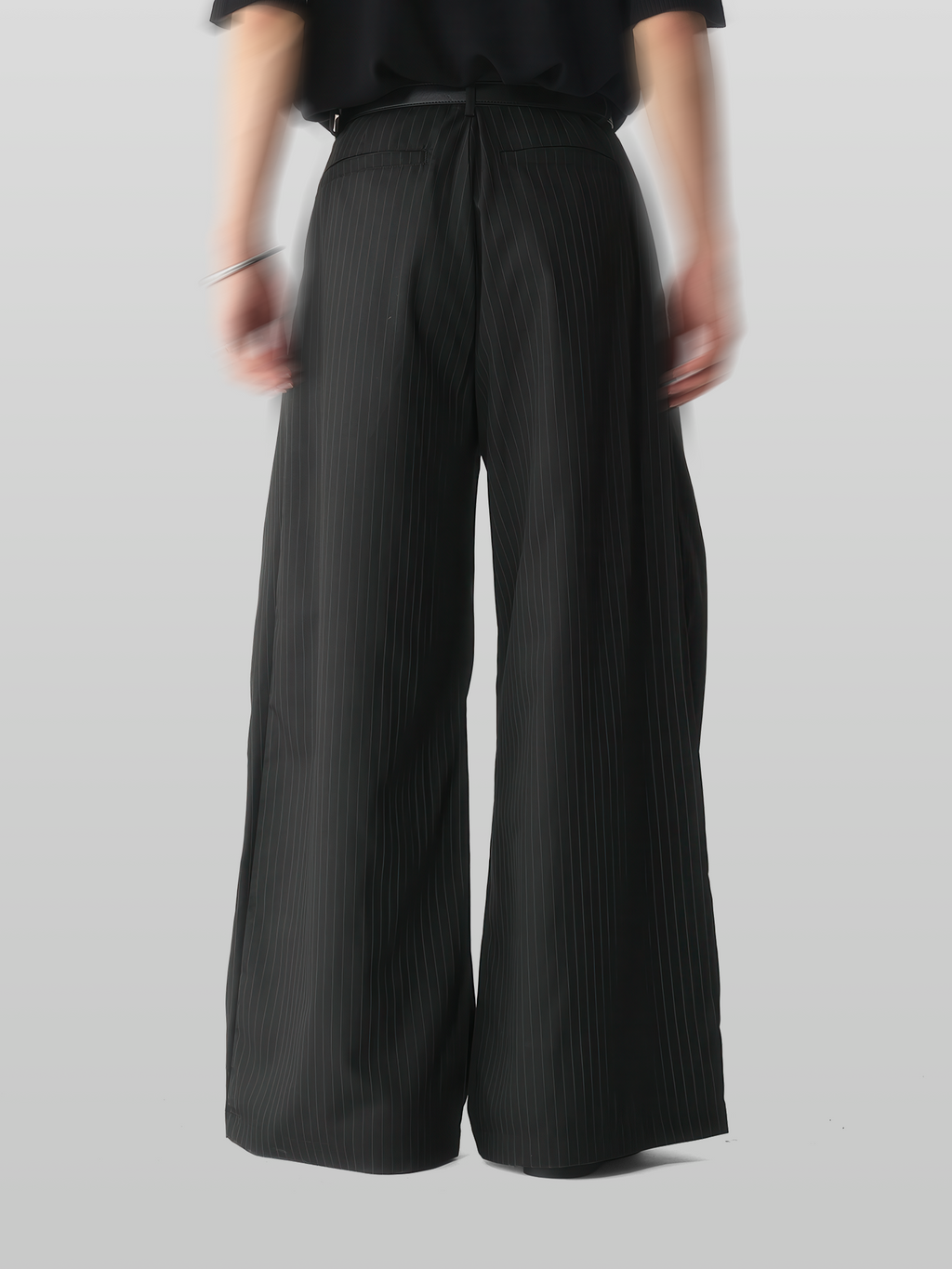 Cross Tuck Striped Wide Pants