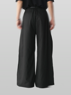Tuck Striped Wide Pants Black – Front view | clean essentials / minimalist | UNPROVEN
