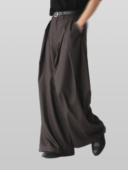 Cross Tuck Striped Wide Pants
