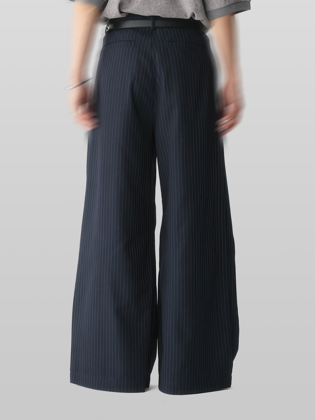 Cross Tuck Striped Wide Pants
