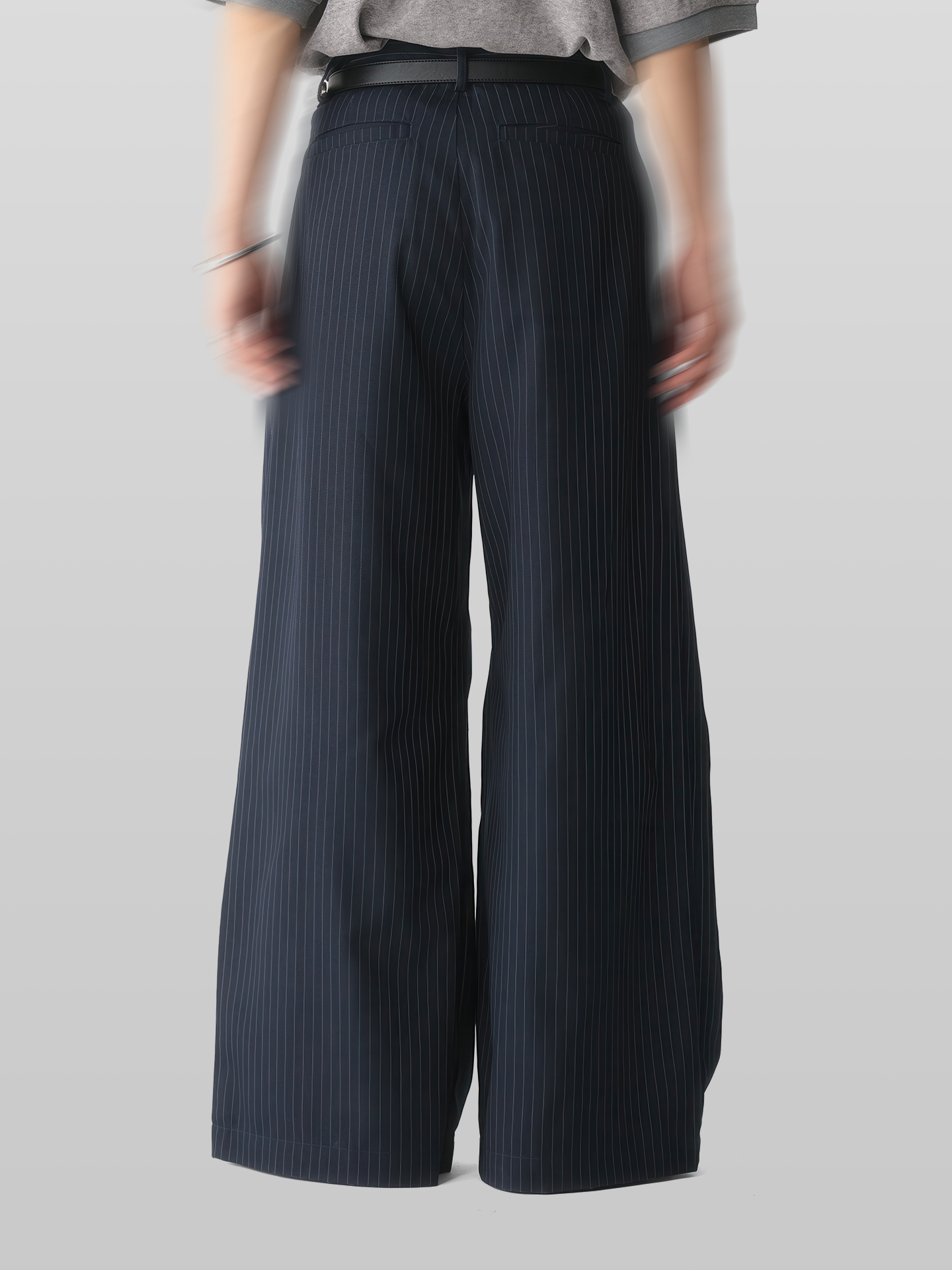 Cross Tuck Striped Wide Pants