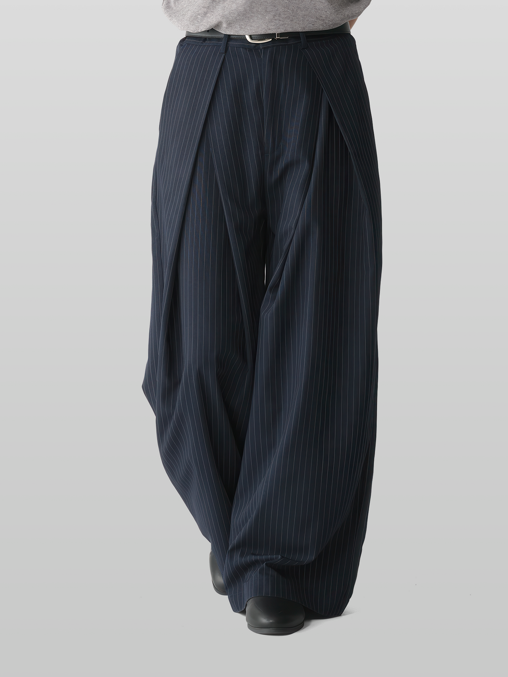 Cross Tuck Striped Wide Pants