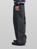Striped Low Pocket Wide Denim Jeans black – Detail | wide-leg denim / relaxed denim | UNPROVEN