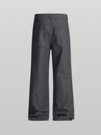 Striped Low Pocket Wide Denim Jeans – Detail | wide-leg denim / relaxed denim | UNPROVEN